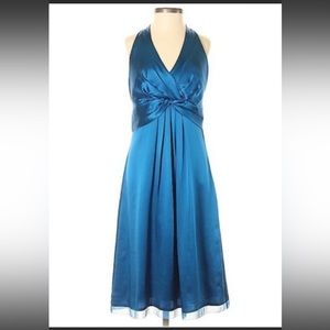 Ann Taylor Vintage Teal Silk Dress sz 0